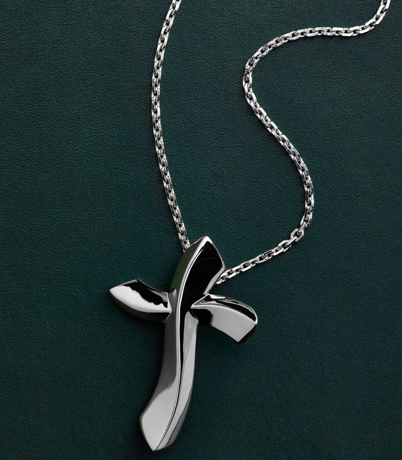 Cross Pendant - Faith Full - Sterling Silver - Large