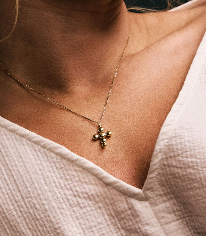 Cross Pendant - Circle of Blessings - Gold - Small