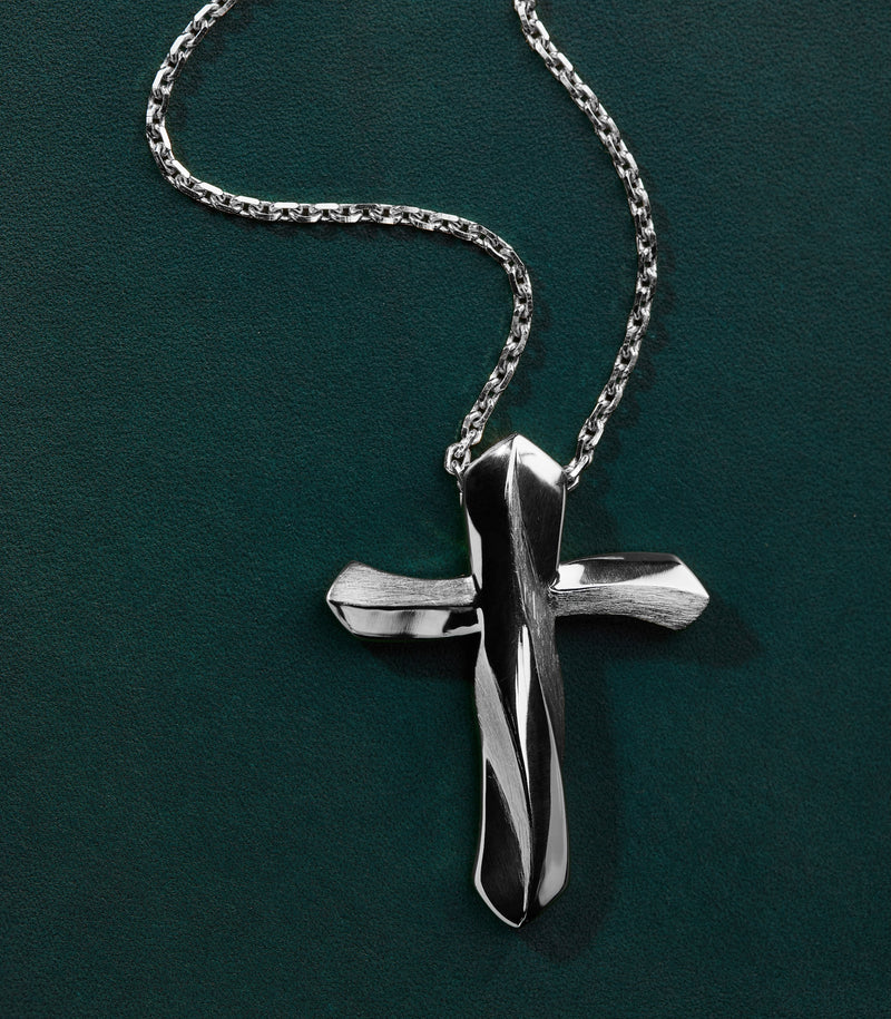 Cross Pendant - Twisted Path - Sterling Silver