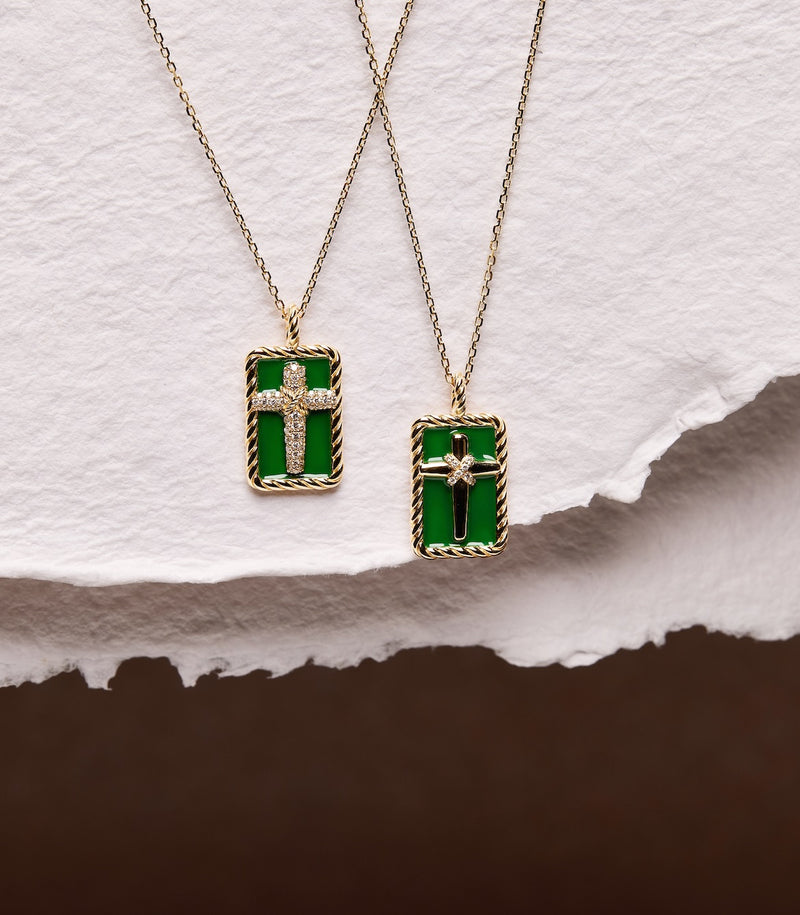 Cross Pendant - Rooted - Gold - Partial Diamonds