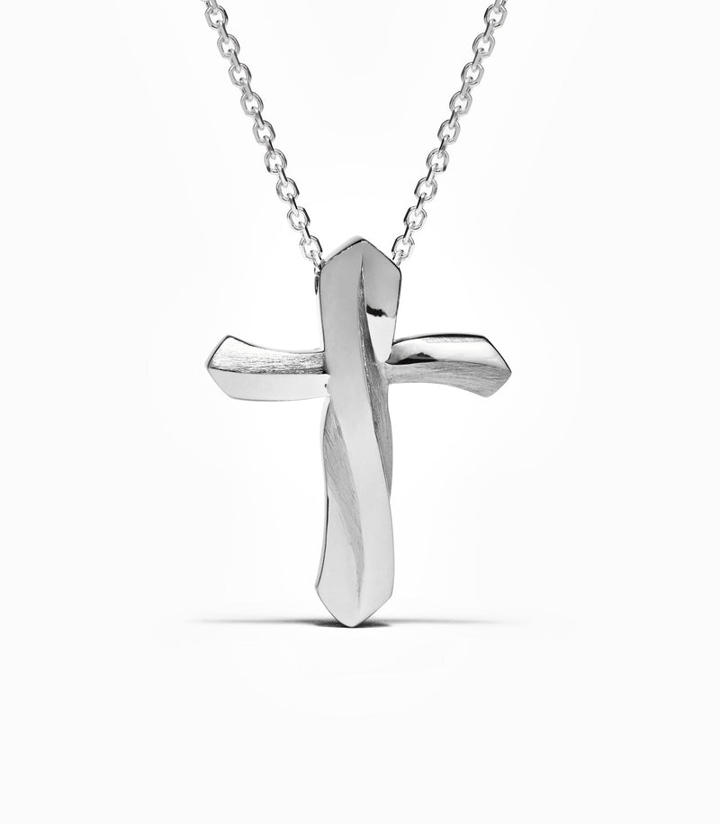 Cross Pendant - Twisted Path - Sterling Silver
