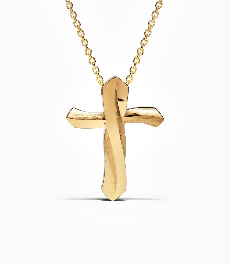 Cross Pendant - Twisted Path - Gold