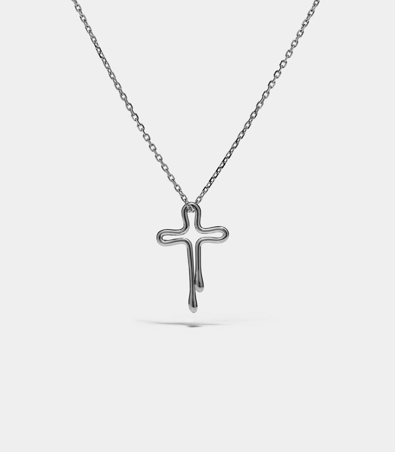 Cross Pendant - Tear Drops - Sterling Silver