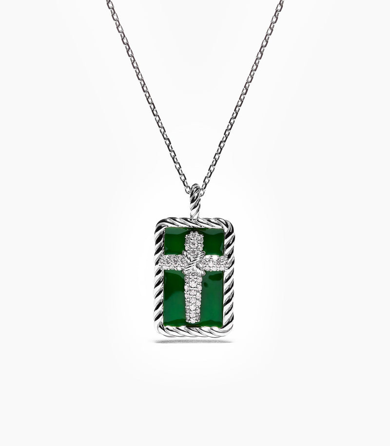 Cross Pendant - Rooted - Silver - Full Diamonds