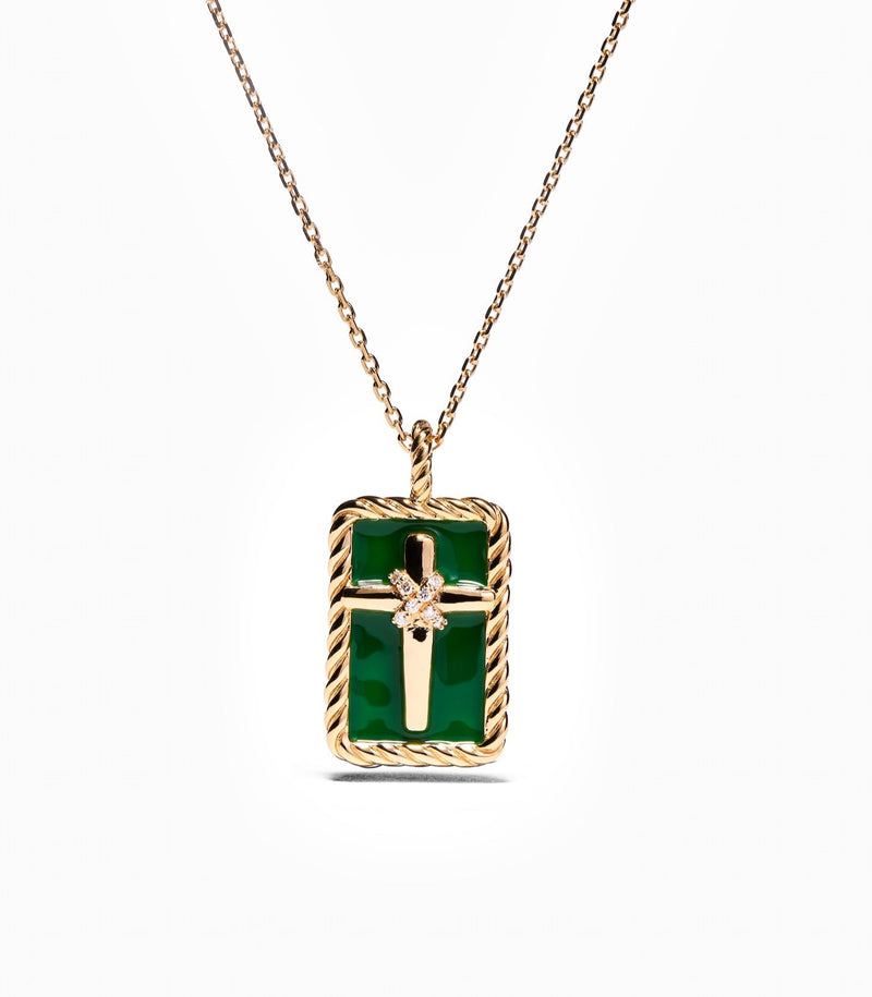 Cross Pendant - Rooted - Gold - Partial Diamonds