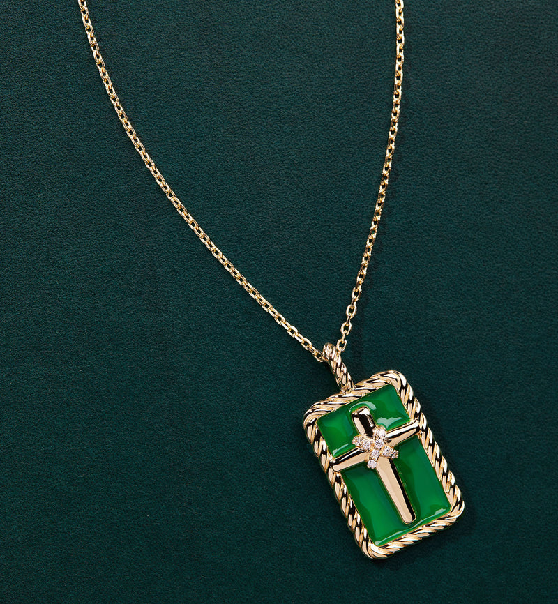 Cross Pendant - Rooted - Gold - Partial Diamonds