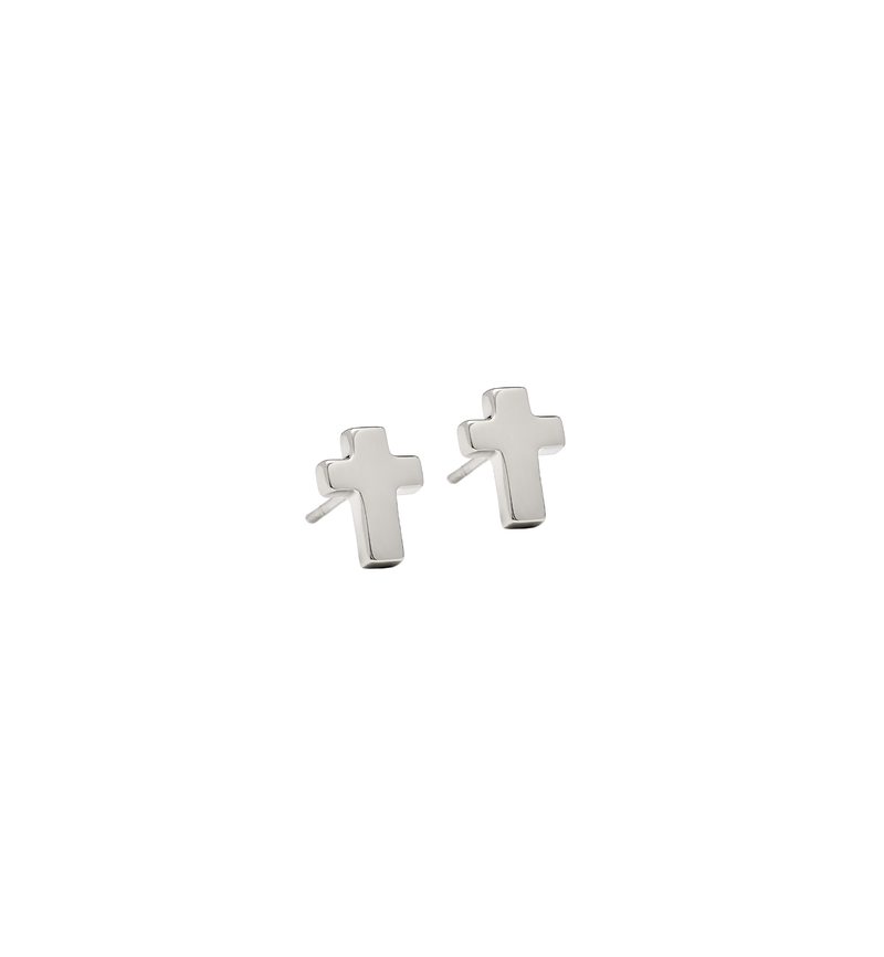 Stud Cross Earrings - Jesus Wept - Sterling Silver