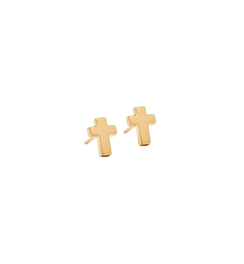 Stud Cross Earrings - Jesus Wept - Gold