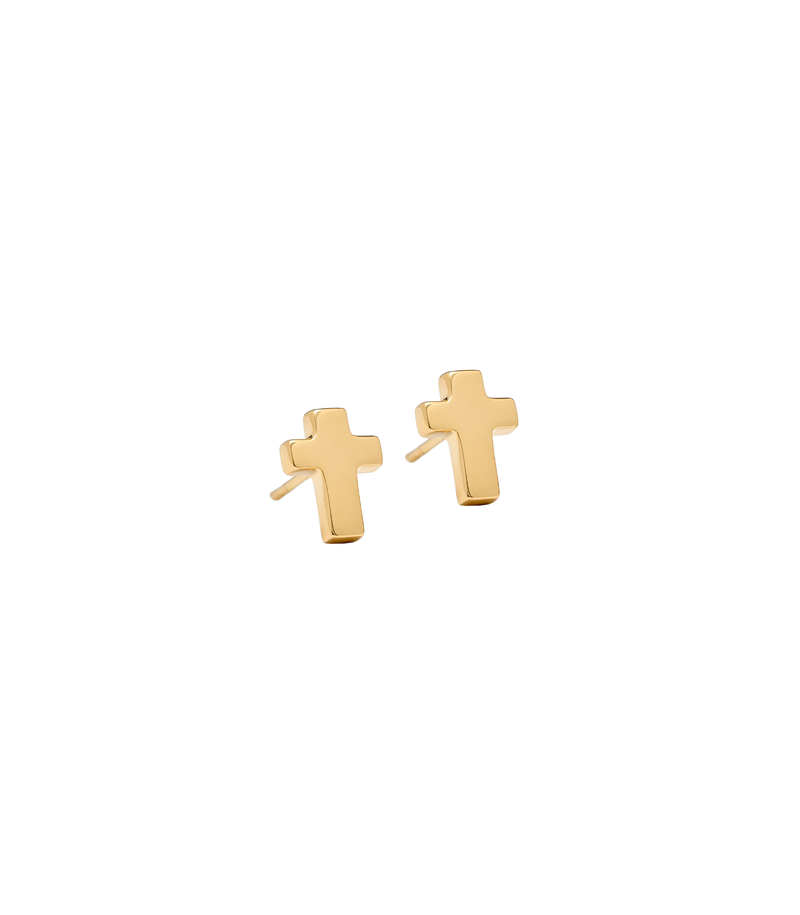 Stud Cross Earrings - Jesus Wept - Gold