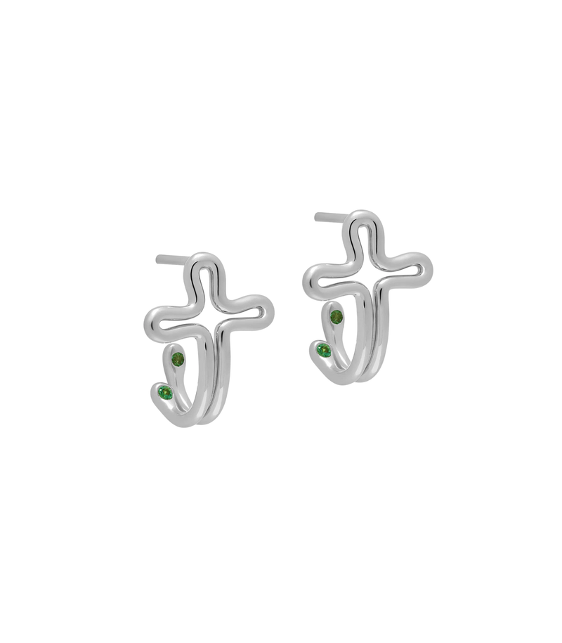 J Hoop Cross Earrings in Sterling Silver | Tear Drops