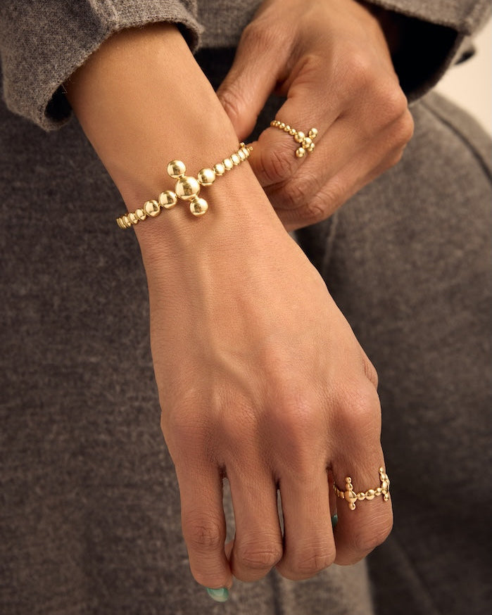 Cigar Band Cross Ring - Circle of Blessings - 18K Gold