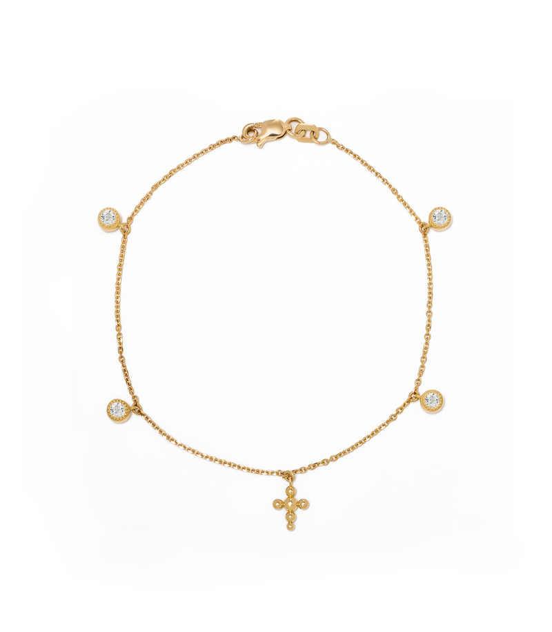 Station Cross Bracelet - Circle of Blessings -18K Gold with Diamonds
