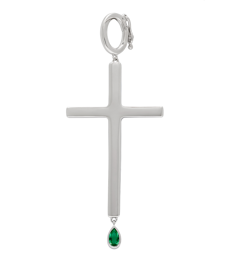 Birthstone Cross Charm - Jesus Wept - Sterling Silver - Medium