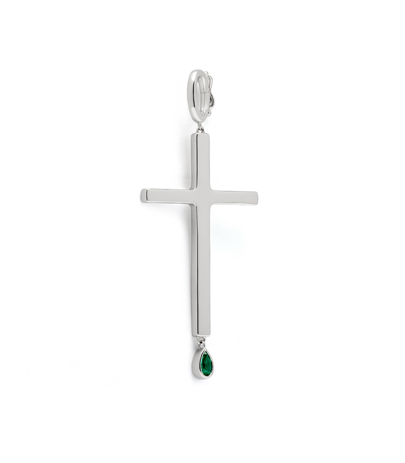 Birthstone Cross Charm - Jesus Wept - Sterling Silver