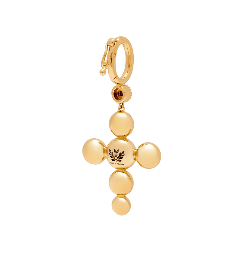 Birthstone Cross Charm - Circle of Blessings - 18K Gold