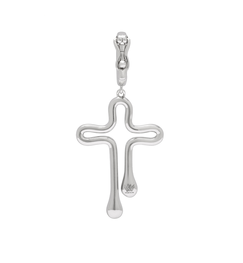 Birthstone Cross Charm - Tear Drops - Sterling Silver with Stones