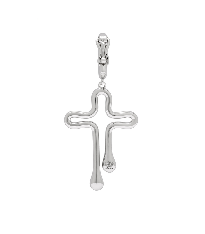 Birthstone Cross Charm - Tear Drops - Sterling Silver with Stones