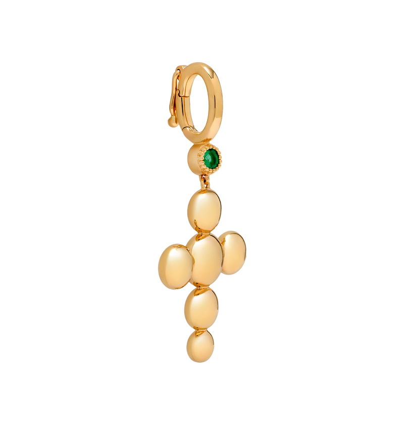 Birthstone Cross Charm - Circle of Blessings - 18K Gold