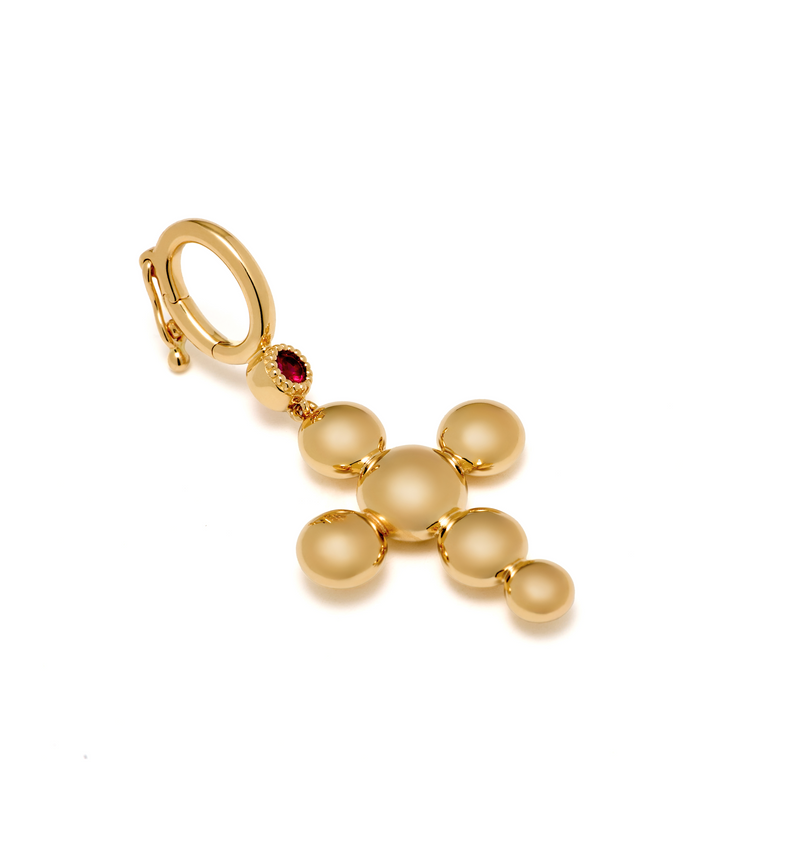 Birthstone Cross Charm - Circle of Blessings - 18K Gold