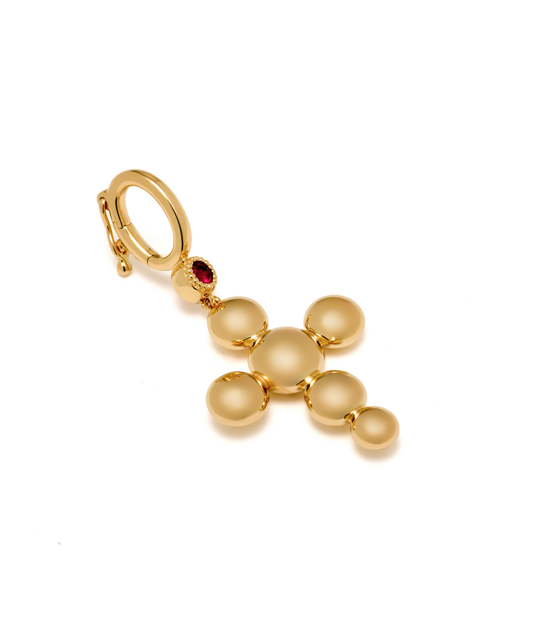 Birthstone Cross Charm - Circle of Blessings - 18K Gold