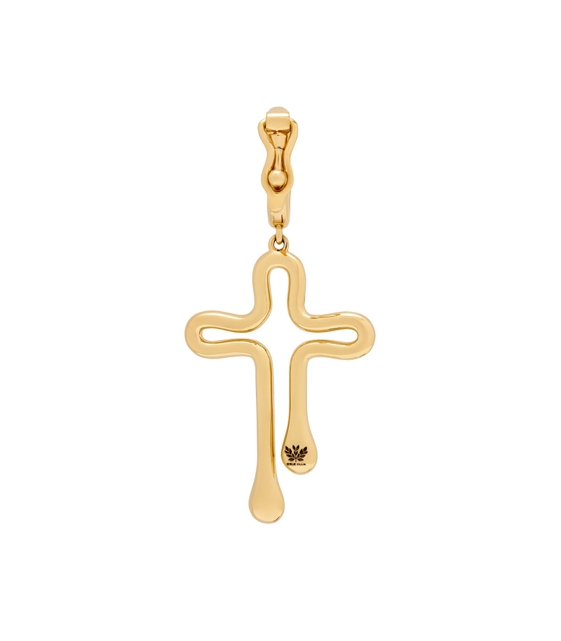 Birthstone Cross Charm - Tear Drops - 18K Gold with Stones