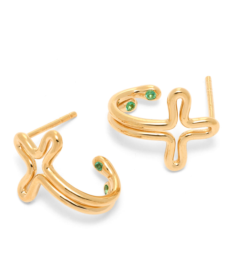 Hoop Cross Earrings-Tear Drops - 18K Gold