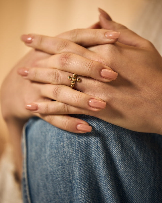 Sideways Cross Ring  in 18K Gold | Circle of Blessings