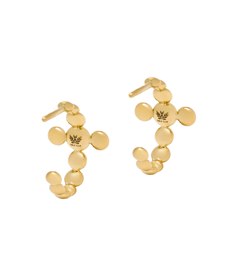 J Hoop Cross Earrings - Circle of Blessings - Gold - Small