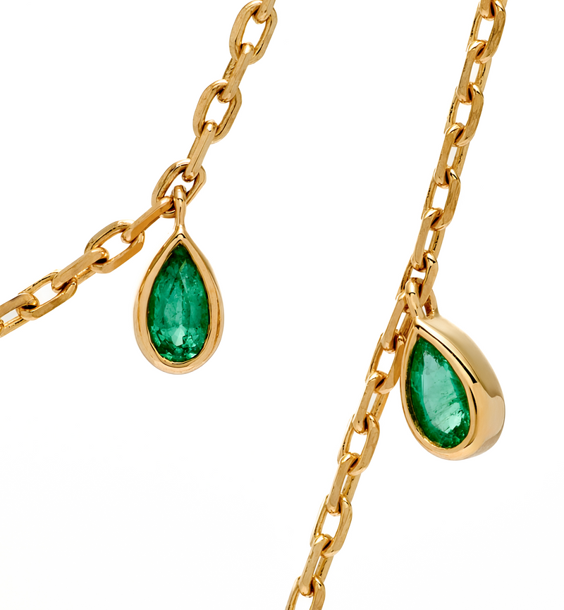 Double Layered Cross Necklace-Jesus Wept- 18K Gold with Emeralds