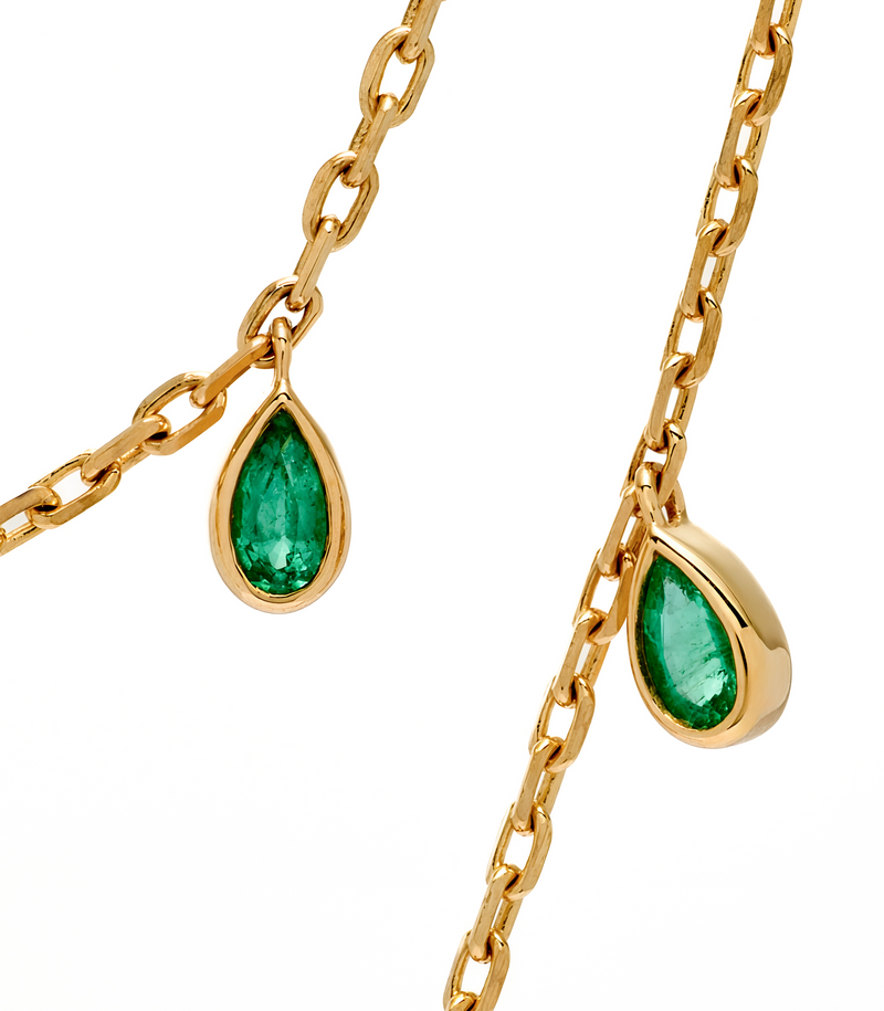 Double Layered Cross Necklace-Jesus Wept- 18K Gold with Emeralds