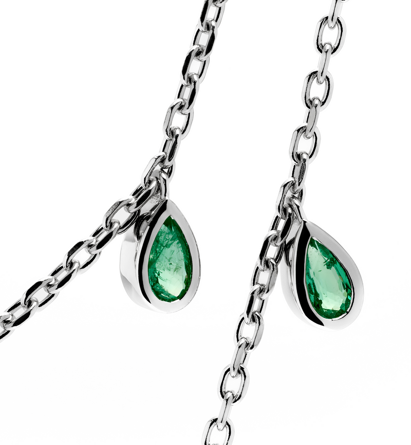 Double Layered Cross Necklace - Jesus Wept - Sterling Silver with Emeralds