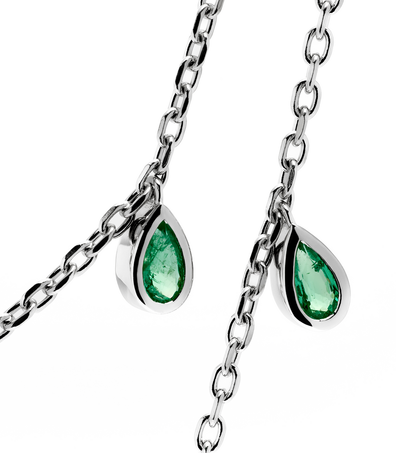 Double Layered Cross Necklace - Jesus Wept - Sterling Silver with Emeralds