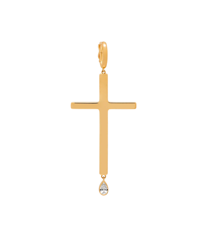 Birthstone Cross Charm in 18K Gold | Jesus Wept