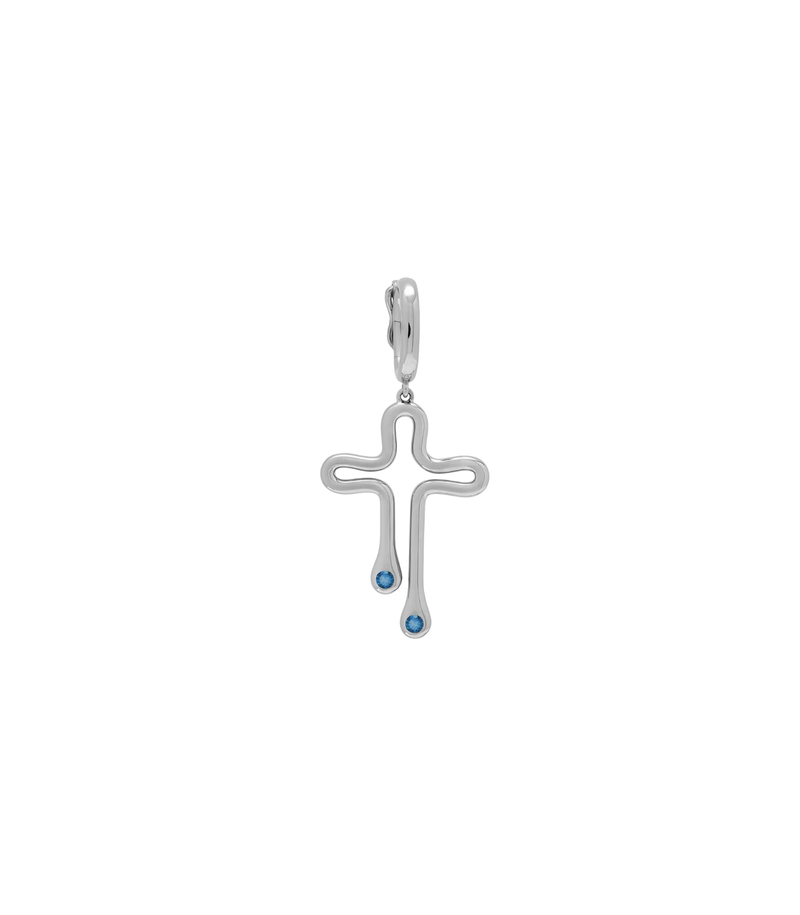 Cross Charm  in Sterling Silver with Birthstones | Tear Drops