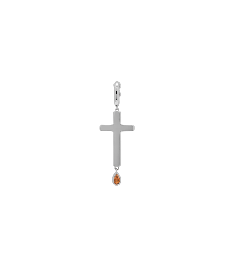 Birthstone Cross Charm in Sterling Silver | Jesus Wept - Medium
