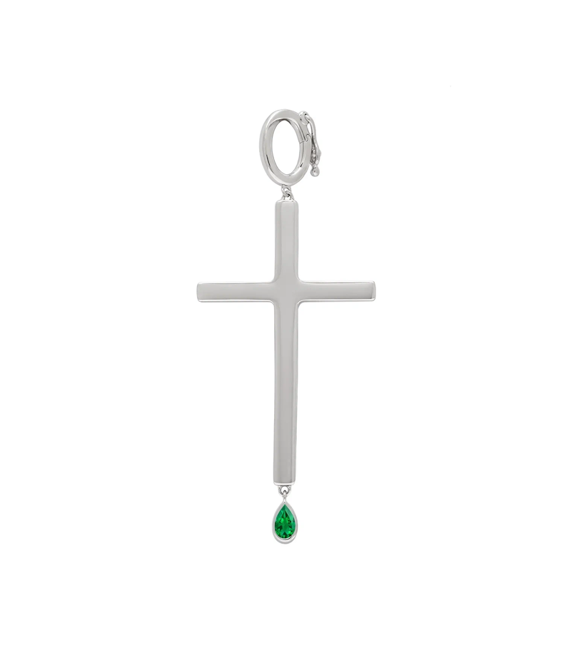 Birthstone Cross Charm in Sterling Silver | Jesus Wept - Large