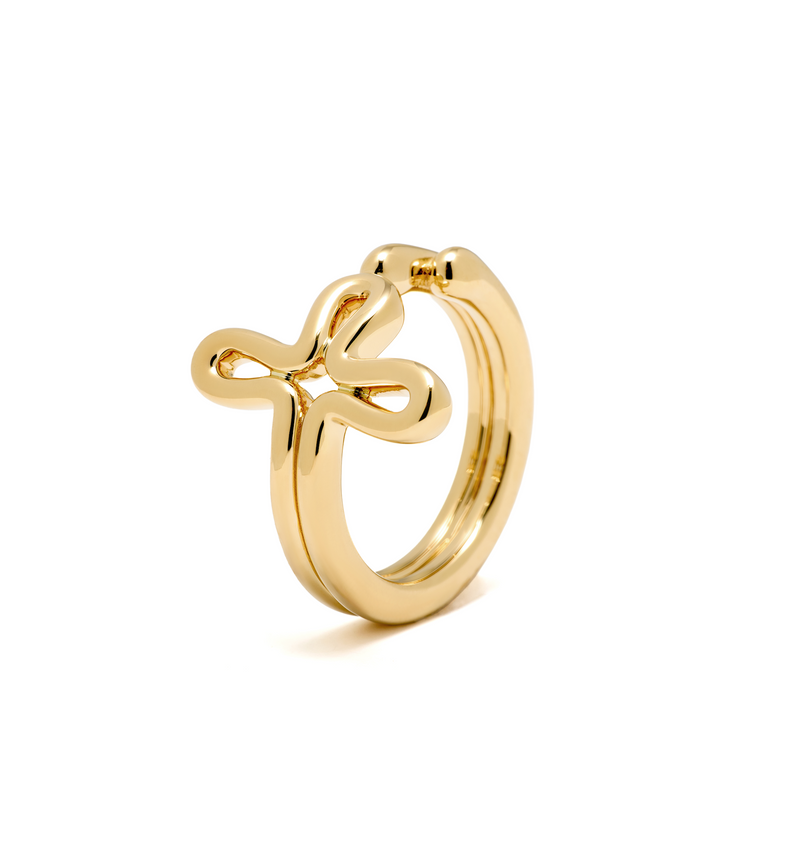 Cross Ring - Tear Drops - 18K Gold