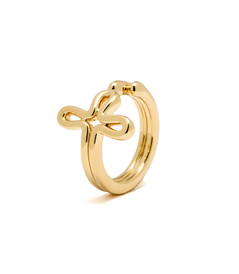 Cross Ring - Tear Drops - 18K Gold