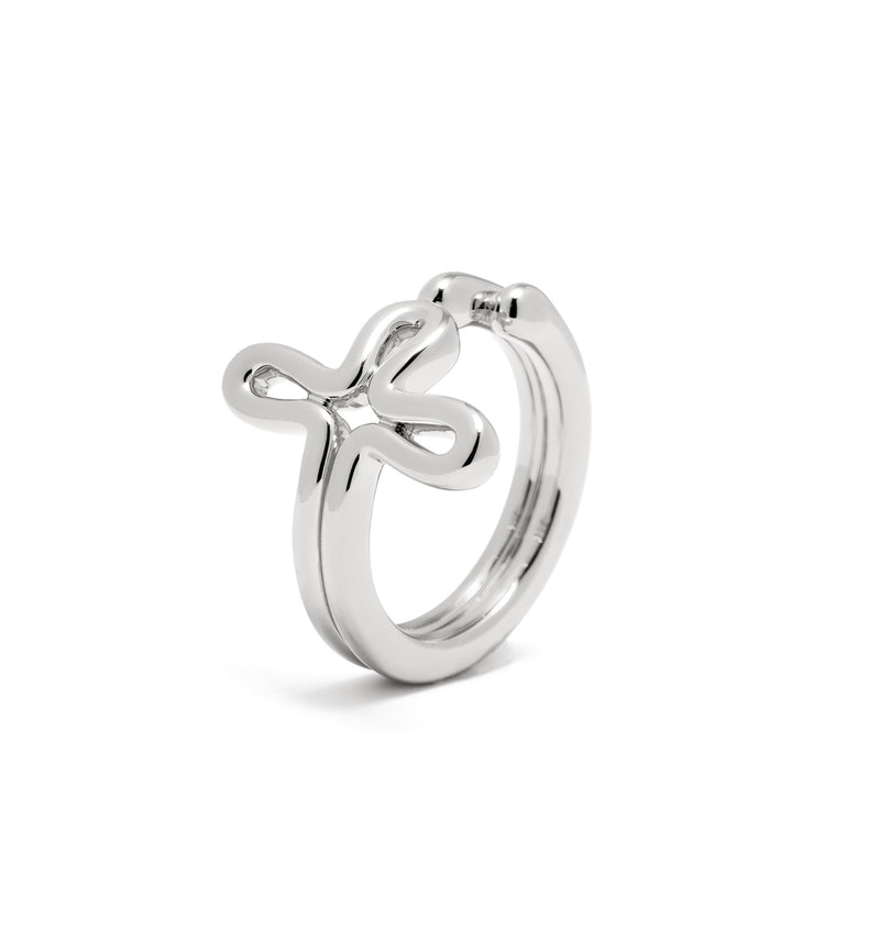 Cross Ring - Tear Drops - Sterling Silver