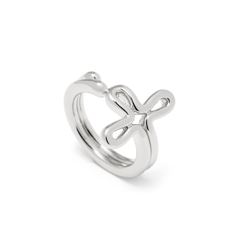 Cross Ring - Tear Drops - Sterling Silver