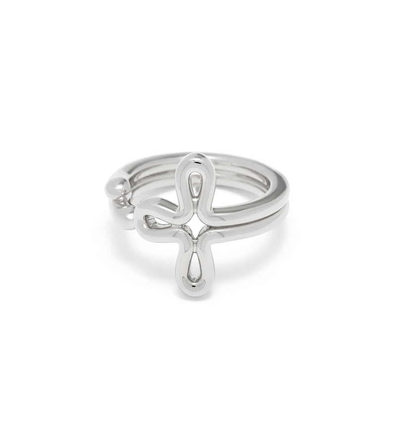 Cross Ring - Tear Drops - Sterling Silver