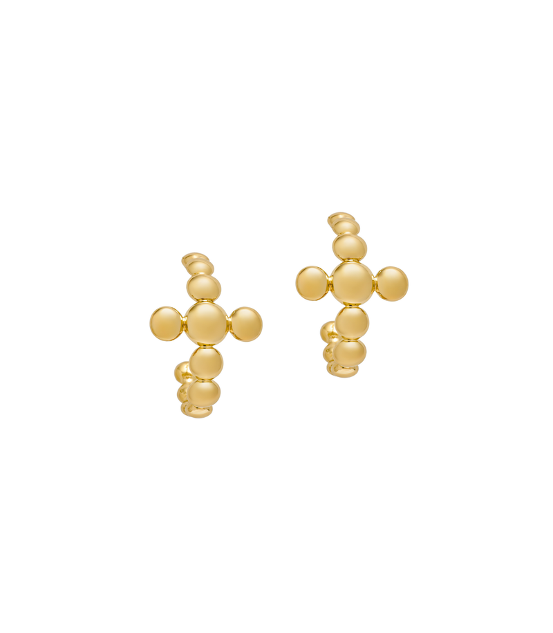 J Hoop Cross Earrings - Circle of Blessings - Gold