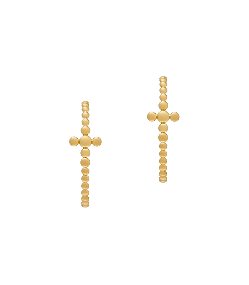J Hoop Cross Earrings - Circle of Blessings - Gold - Large
