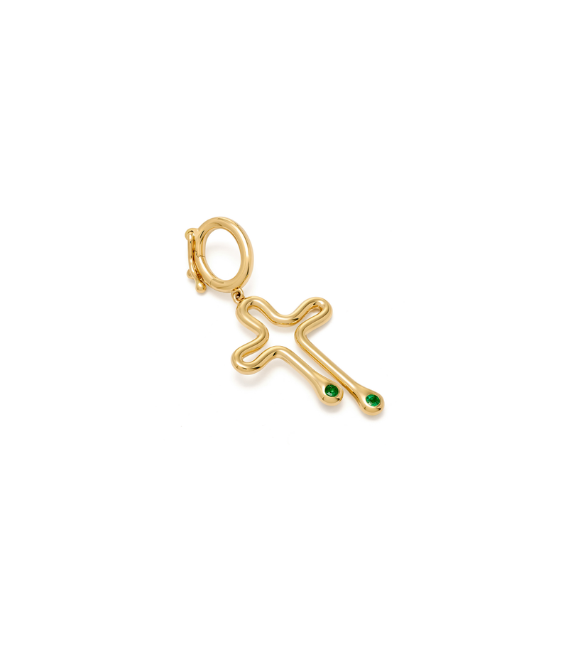 Birthstone Cross Charm - Tear Drops - 18K Gold with Stones