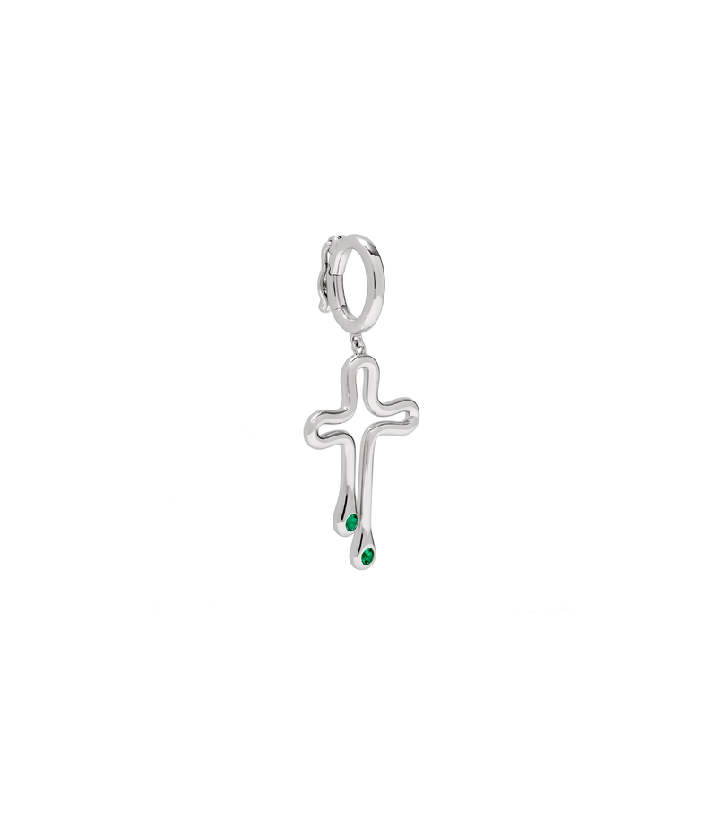 Birthstone Cross Charm - Tear Drops - Sterling Silver with Stones