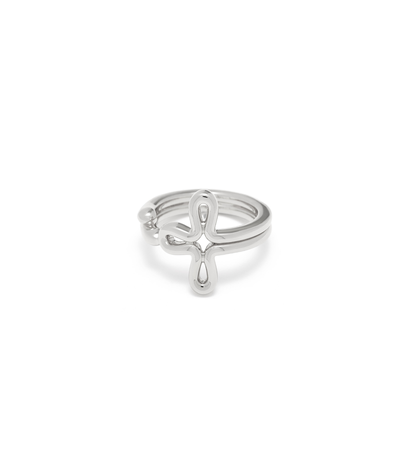 Cross Ring - Tear Drops - Sterling Silver