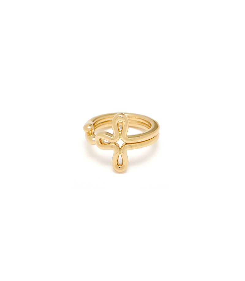 Cross Ring - Tear Drops - 18K Gold