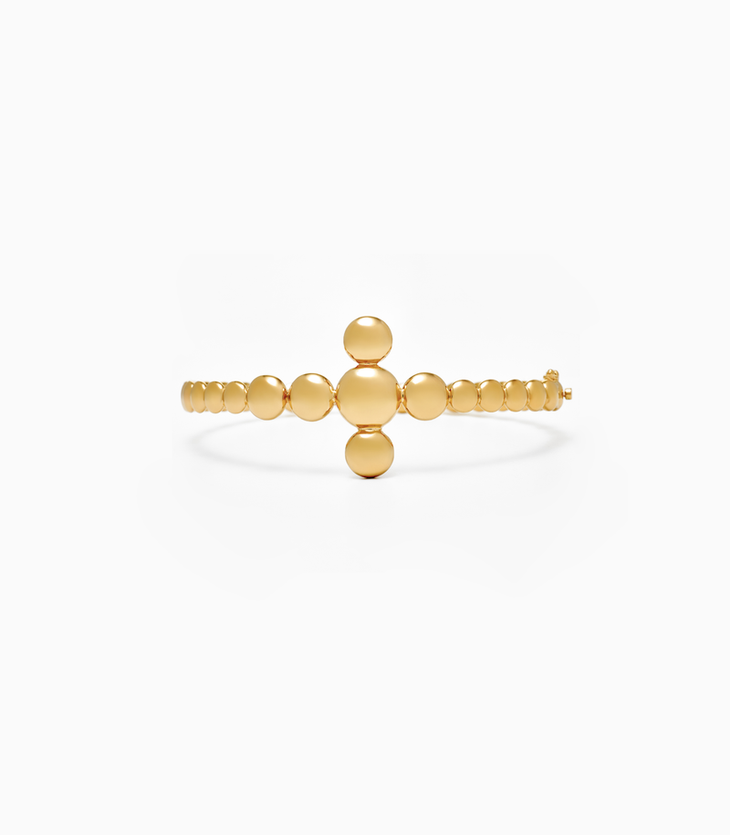 Bangle Cross Bracelet - Circle of Blessings - 18K Gold