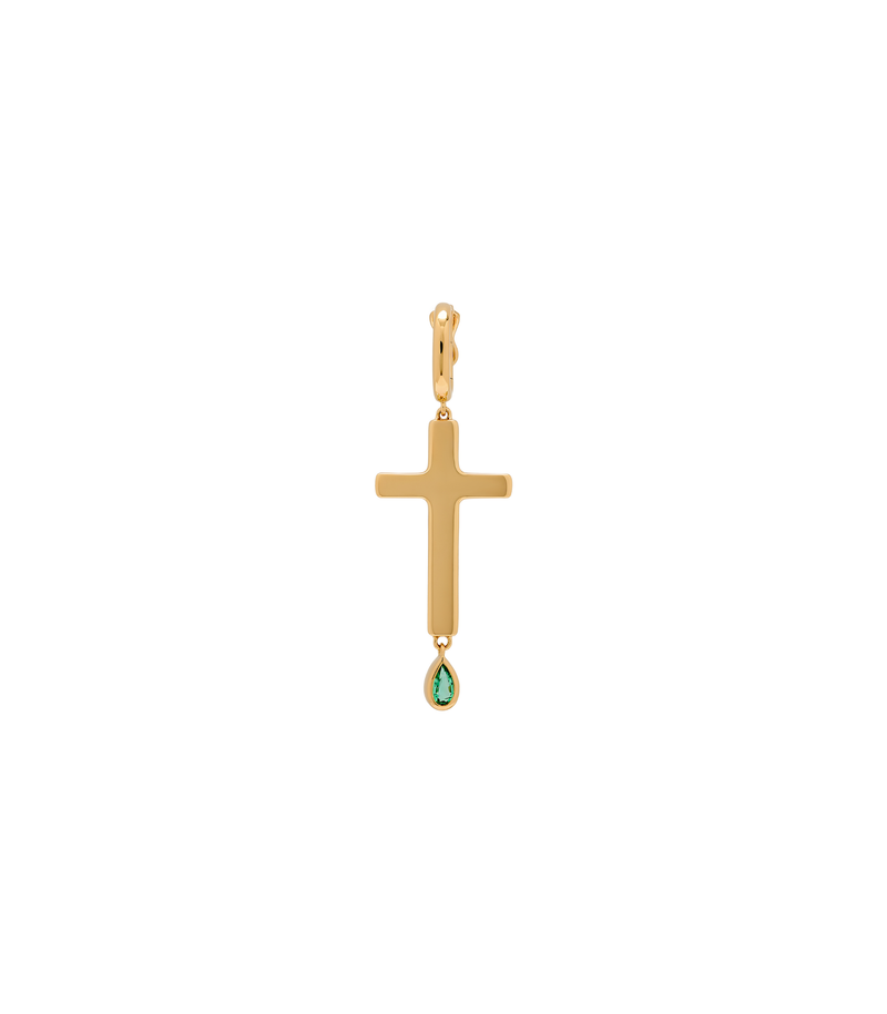 Birthstone Cross Charm - Jesus Wept - 18K Gold - Medium