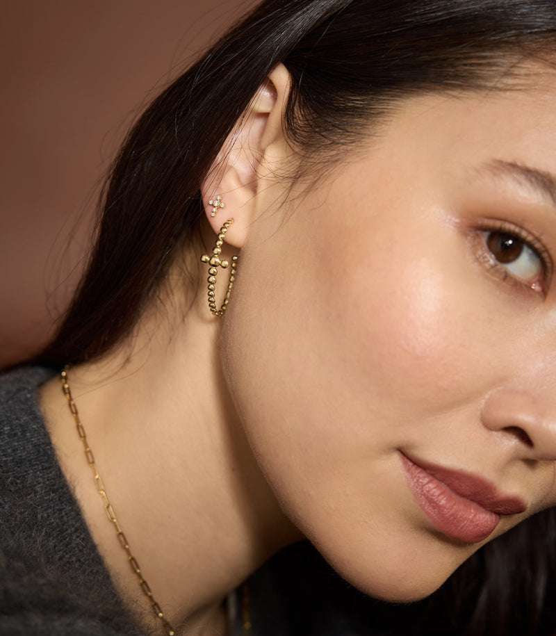 J Hoop Cross Earrings - Circle of Blessings - Gold